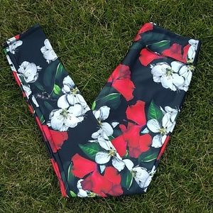 Jala, red and white blossom, tights